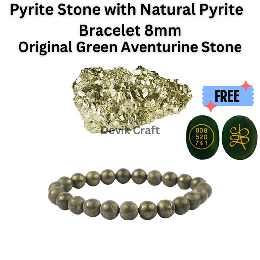 Pyrite Stone with Natural Pyrite Bracelet 8mm & Original Green Aventurine Stone