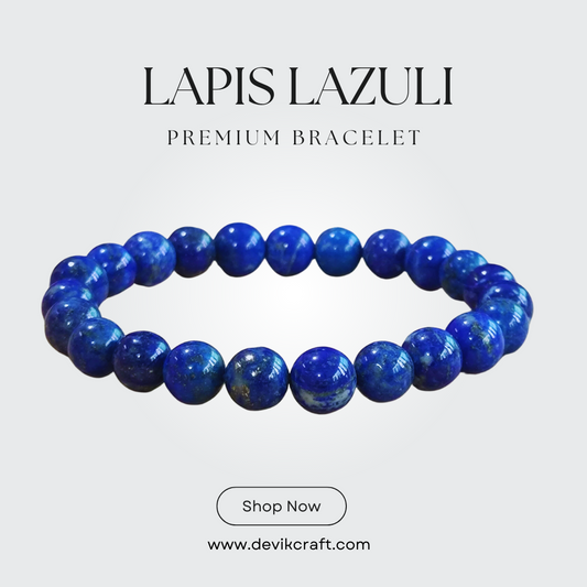 8mm Lapis Lazuli Bracelet | Natural Gemstone Healing Crystal Bracelet | Handmade, Stretchable | Anxiety Relief, Protection, Prosperity