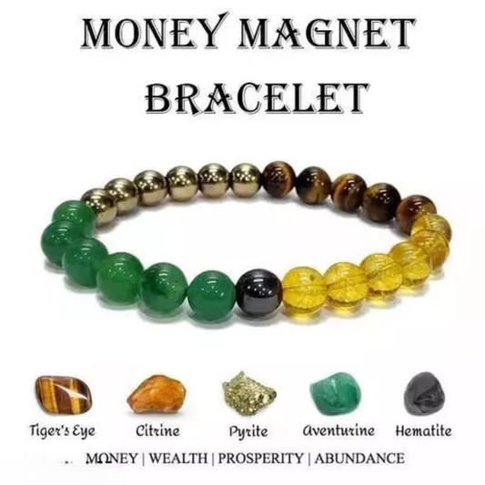 "Energize Your Spirit with Multi-Gemstone Magnet Bracelet - Pyrite, Aventurine, Citrine, Hematite, Quartz, Tiger Eye - Crystal Healing for Men & Women"