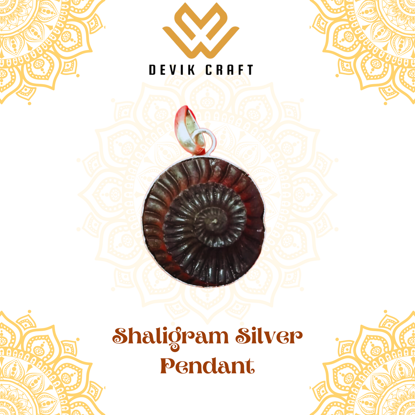 Saligram silver pendant