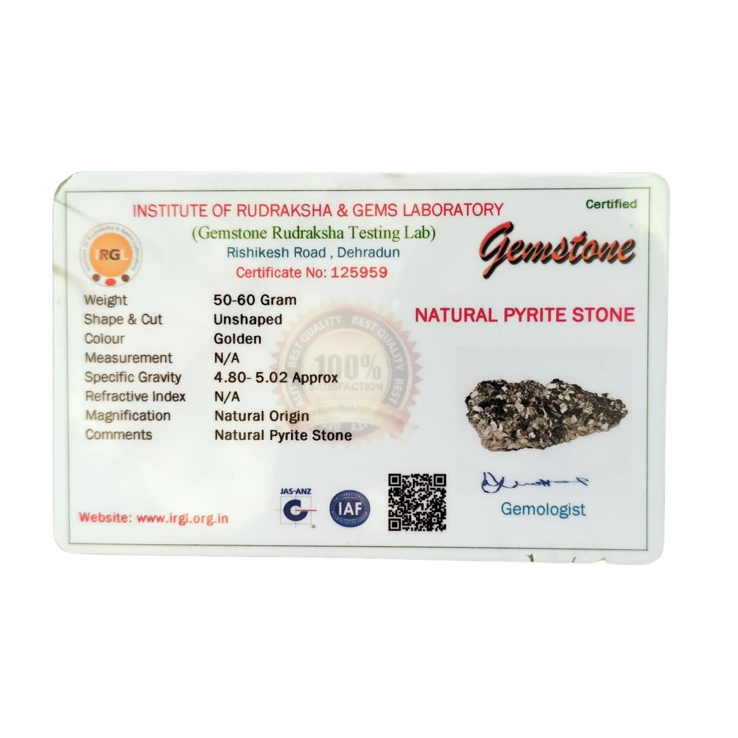 Pyrite Stone - Enhance Wealth and Business Luck, Vastu-Approved Original Stone with Leb Tested Certificate