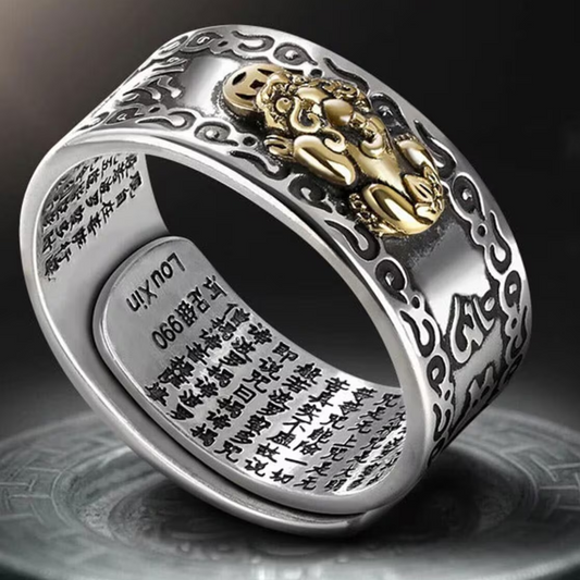 Fengshui Pixiu God Wealth Mantra Ring