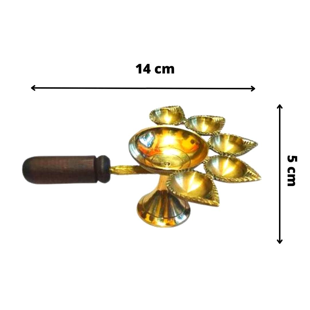 Pancharti Five Face Jyot Diya Stand Aarti for Temple Pooja