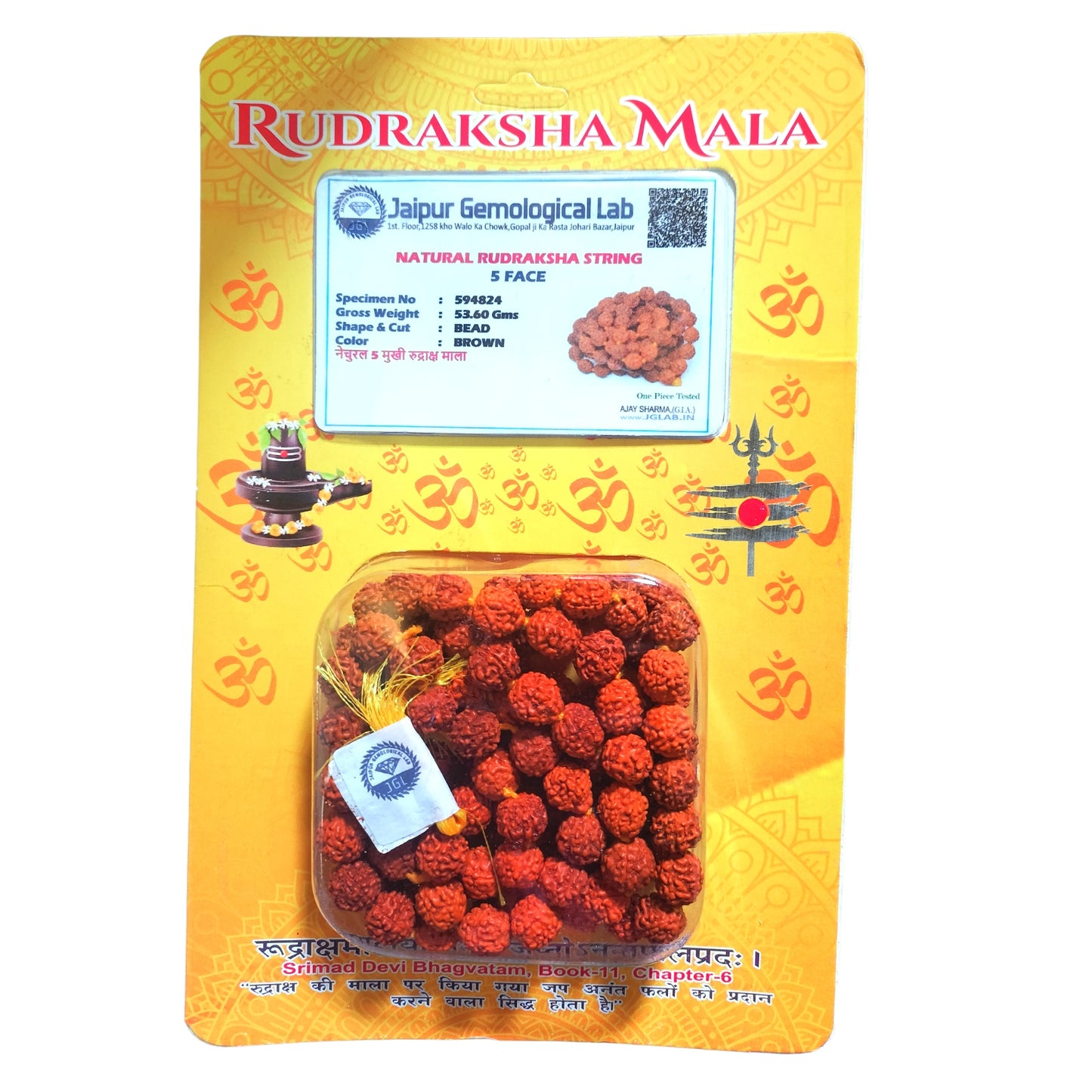 5 Mukhi Rudraksha Mala Original